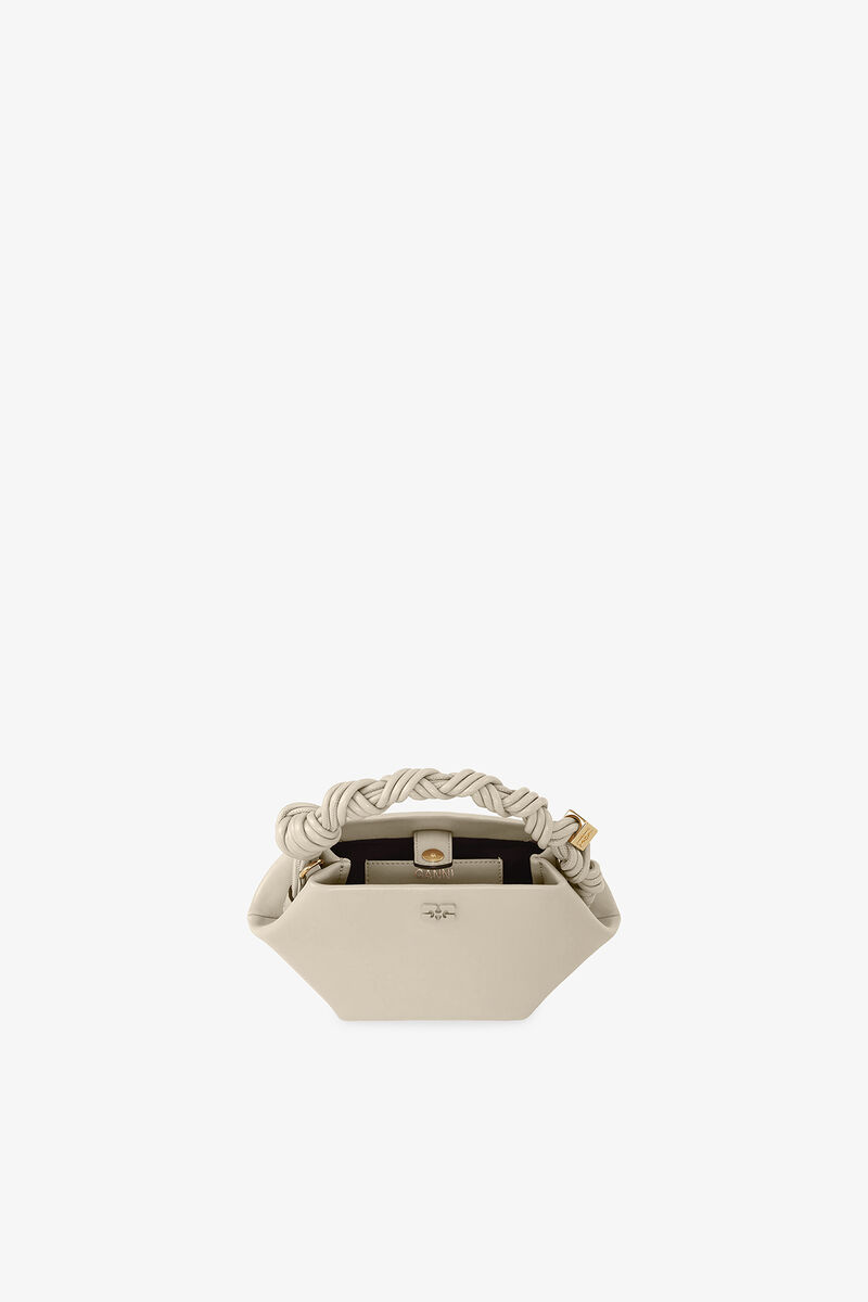 Mini Bou Bag in Light Grey , Recycled Leather, in colour Oyster Gray - 3 - GANNI