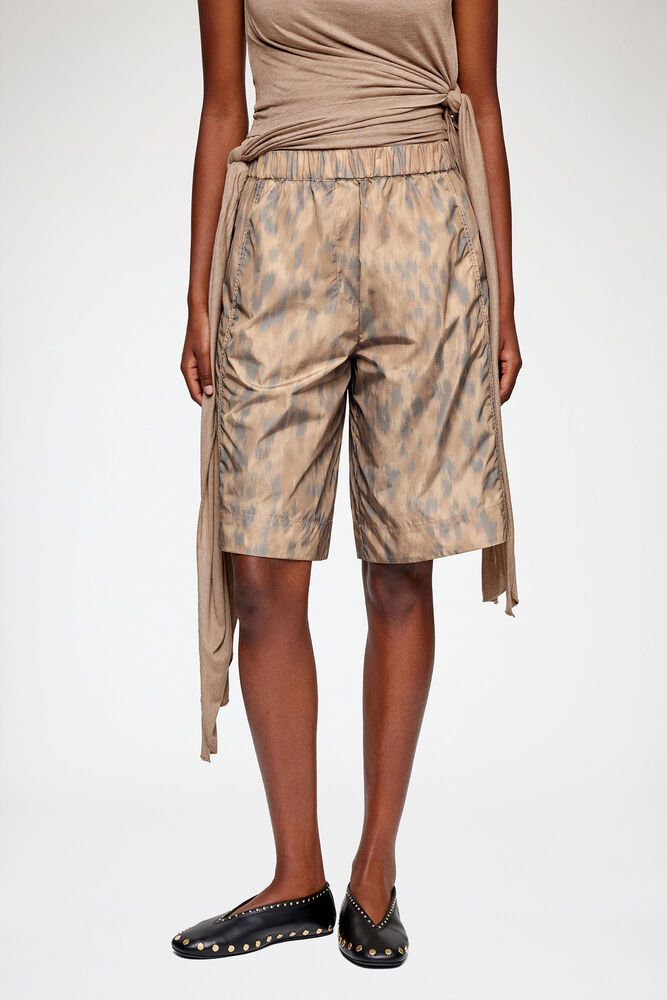 Shorts in Printed Nylon, Burro