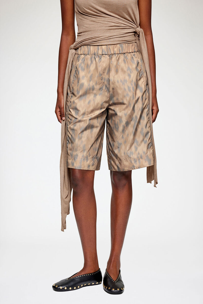 Shorts in Printed Nylon, Recycled Polyamide, in colour Burro - 2 - GANNI