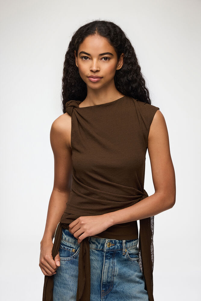 Top in Marl Mesh, Demitasse