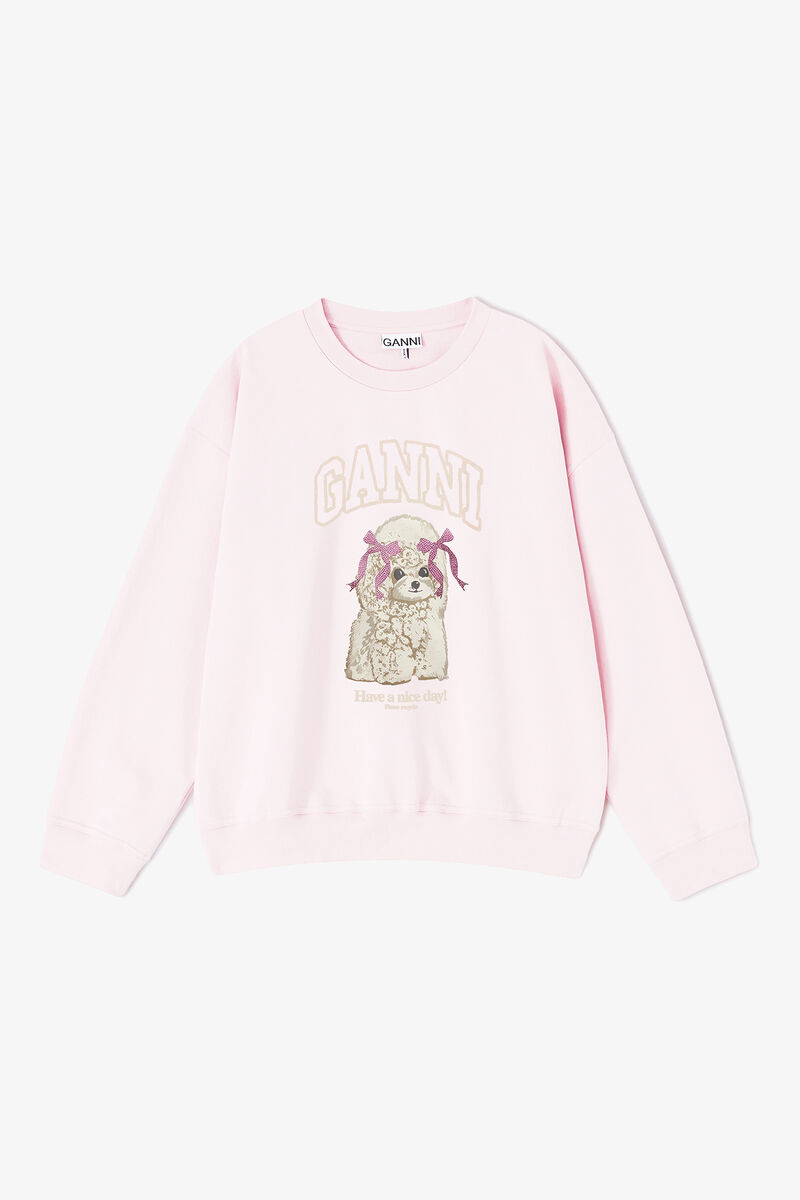 Sweat rose caniche, Organic Cotton, in colour Chalk Pink - 1 - GANNI