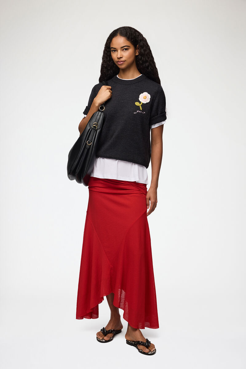 Tee in Merino, Wool, in colour Phantom - 2 - GANNI