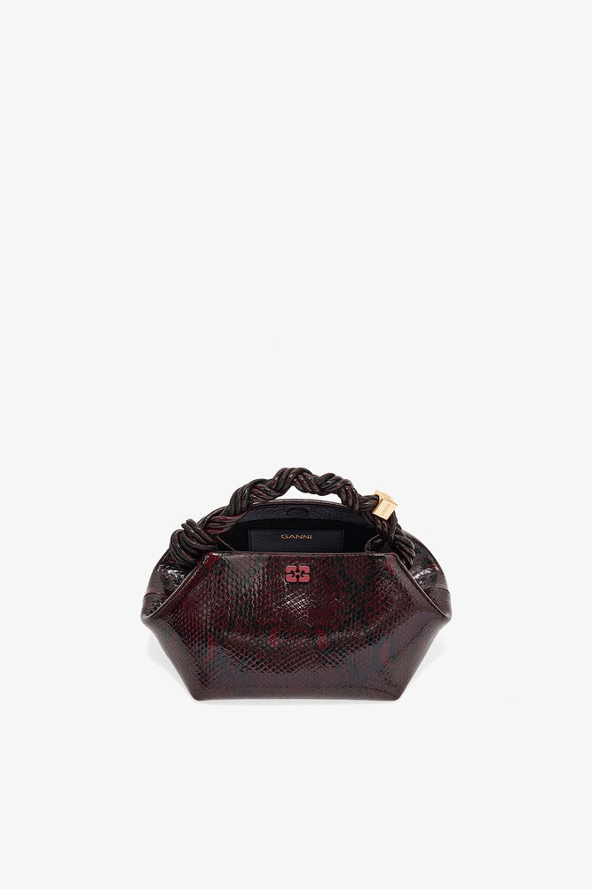 Small Bou Bag in Burgundy Snake , Dark Burgundy
