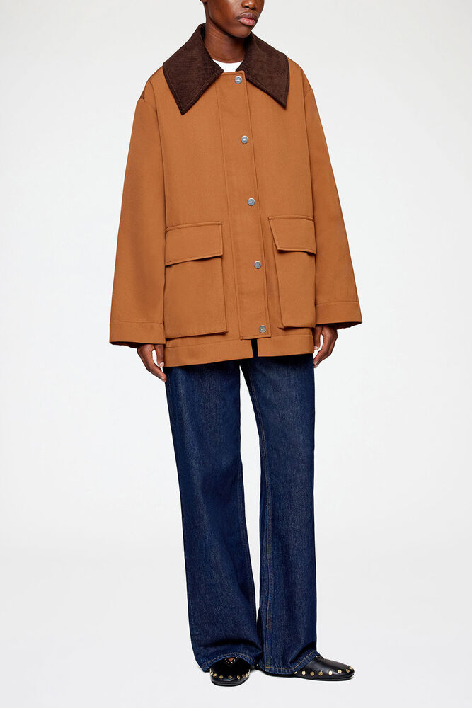 Jacket in Brown Twill, Cinnamon Swirl