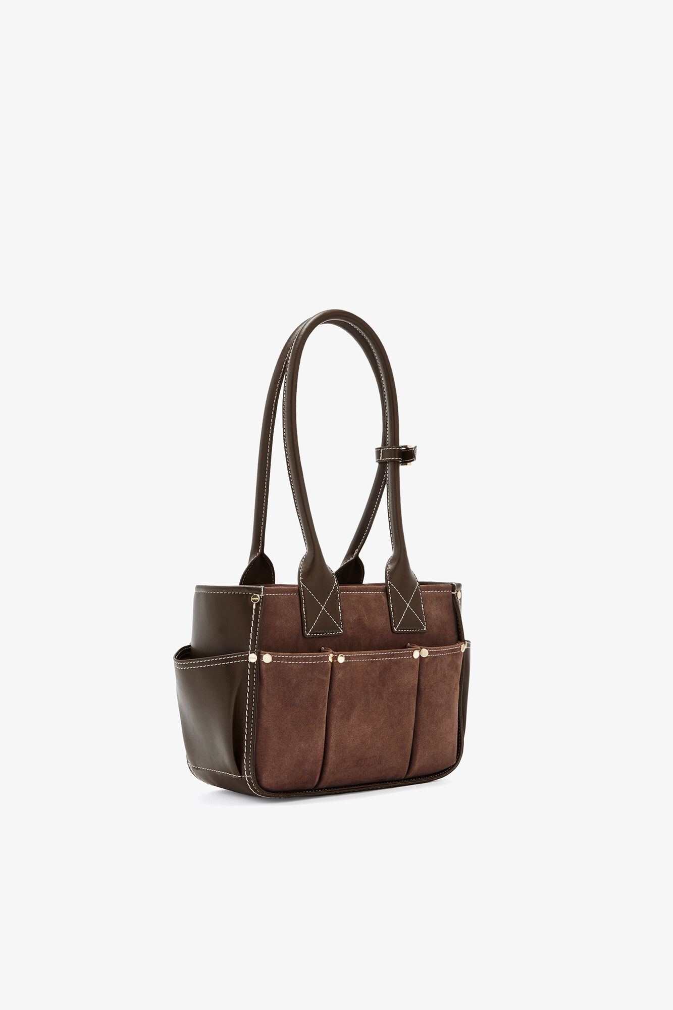 Small Posy Bag in Brown Suede, Leather, in colour Chicory Coffee - 2 - GANNI
