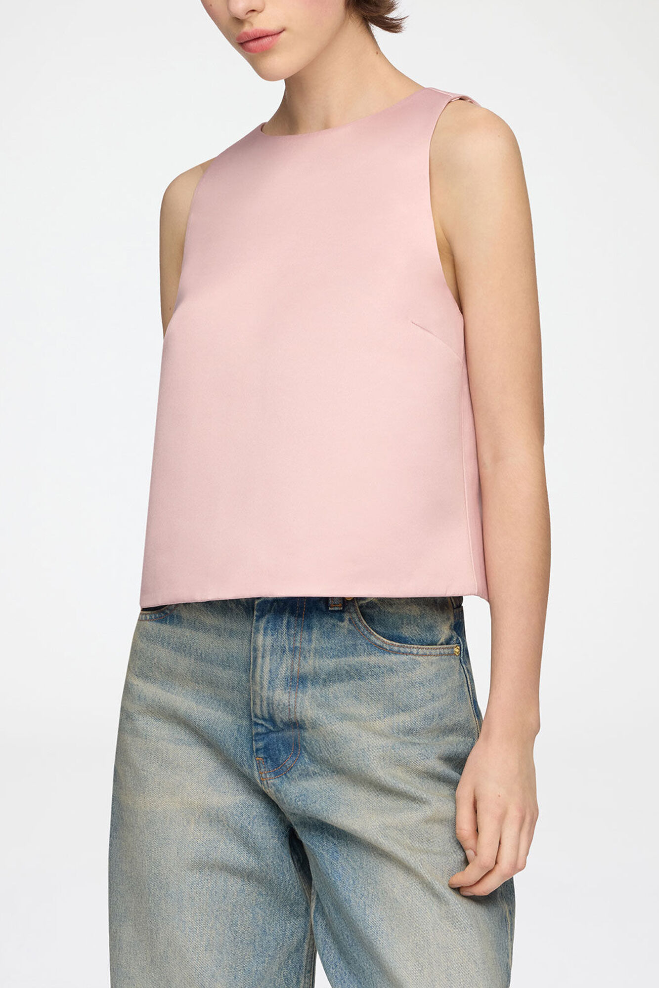 Top in Pink Satin, Recycled Polyester, in colour Potpourri - 2 - GANNI
