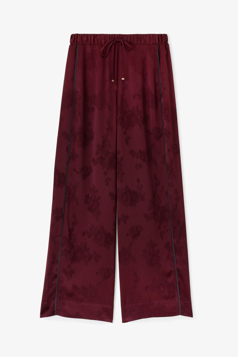 Bukser i rød satin, Acetate, in colour Port Royale - 1 - GANNI