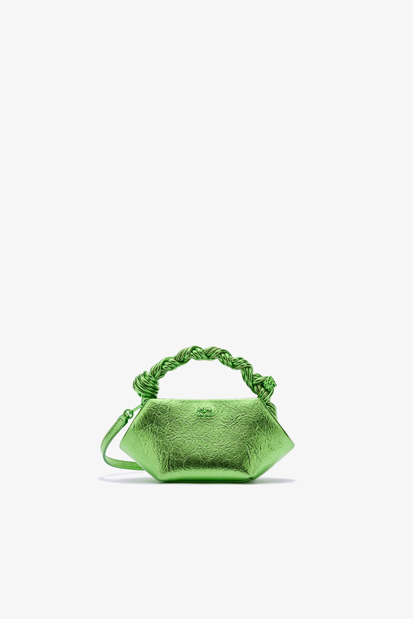 Mini Bou Bag in Metallic, Polyurethane, in colour Greenery - 1 - GANNI