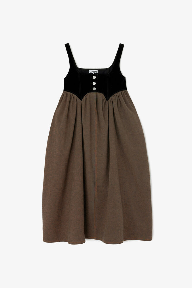 Dress in Neppy Denim, Chicory Coffee