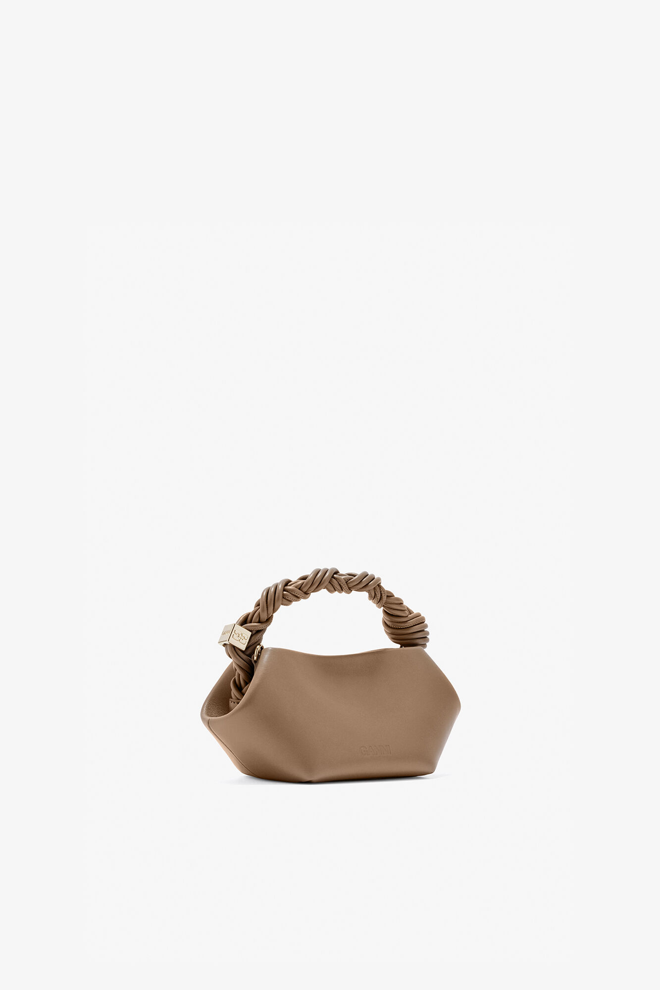 Mini Bou taske i brun, Recycled Leather, in colour Coca Mocha - 2 - GANNI