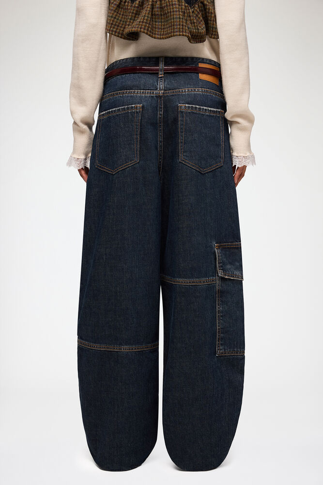 Audri Jeans in Textured Slub Denim, Dark Blue Vintage