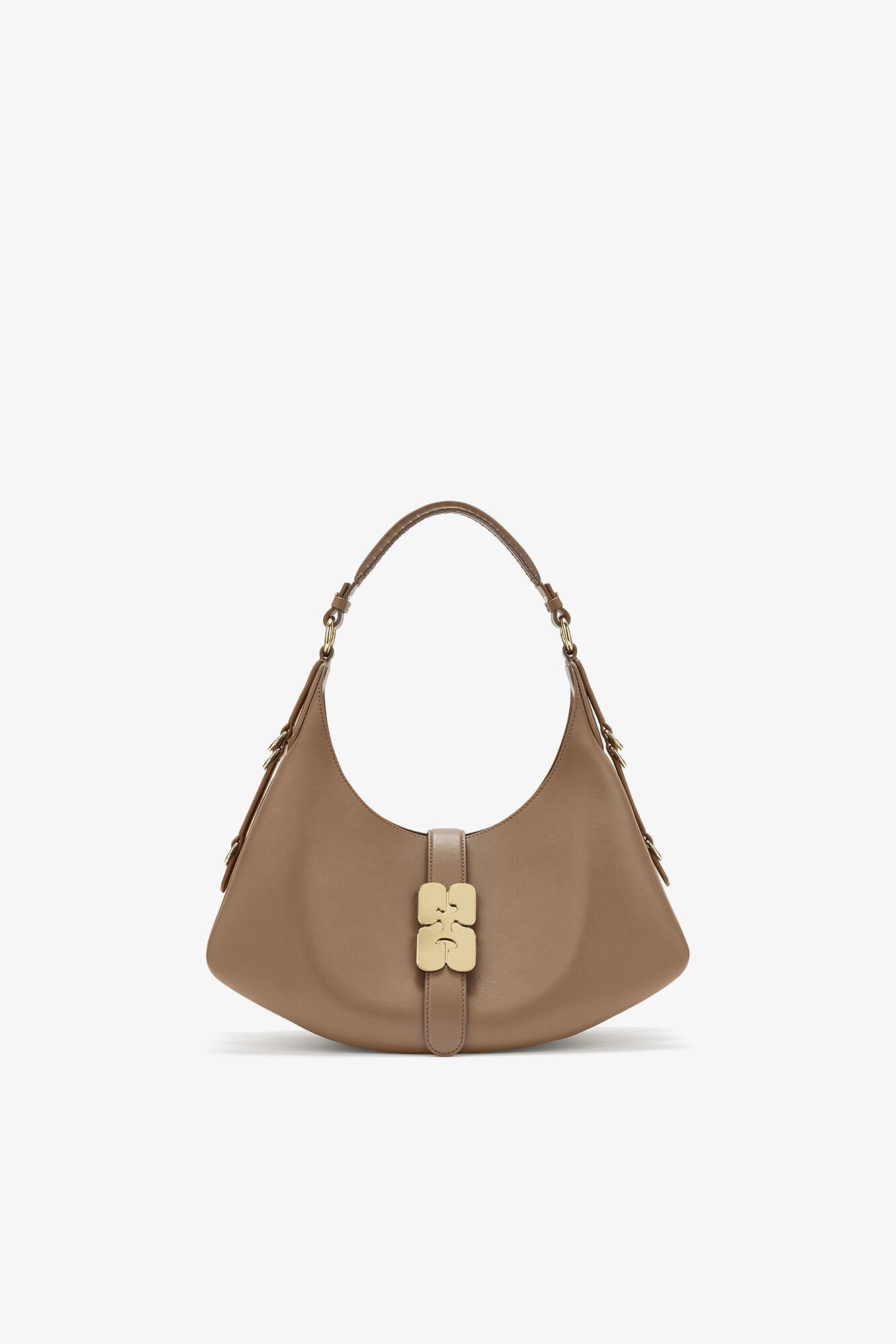 Small Kat Bag in Brown, Recycled Leather, in colour Coca Mocha - 1 - GANNI