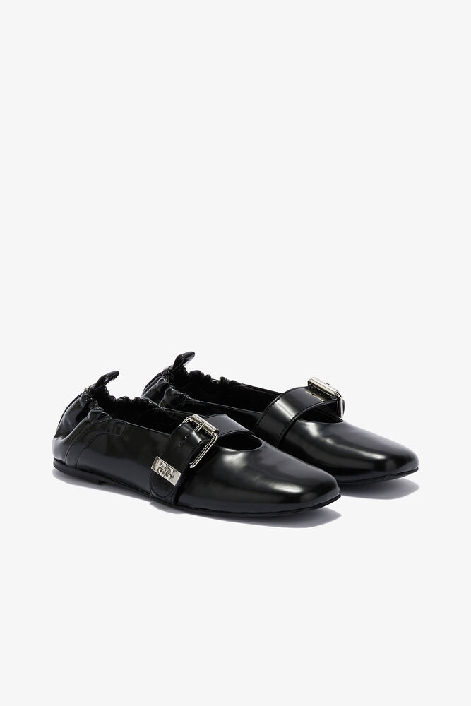 Sue Strap Ballerinas in Black, Black