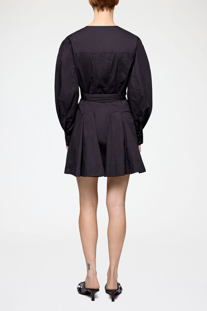 Shirt Dress in Stretch Cotton, Black