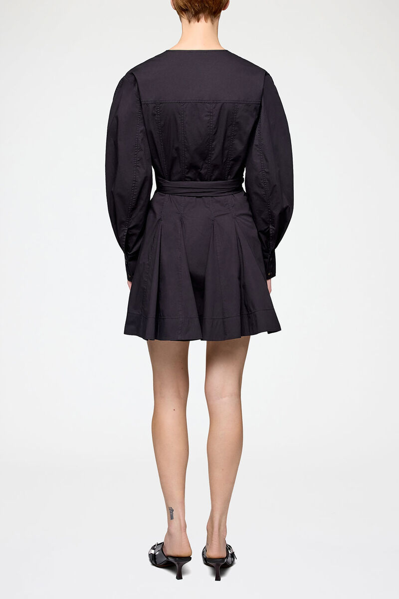 ストレッチコットンのシャツドレス, Organic Cotton, in colour Black - 2 - GANNI