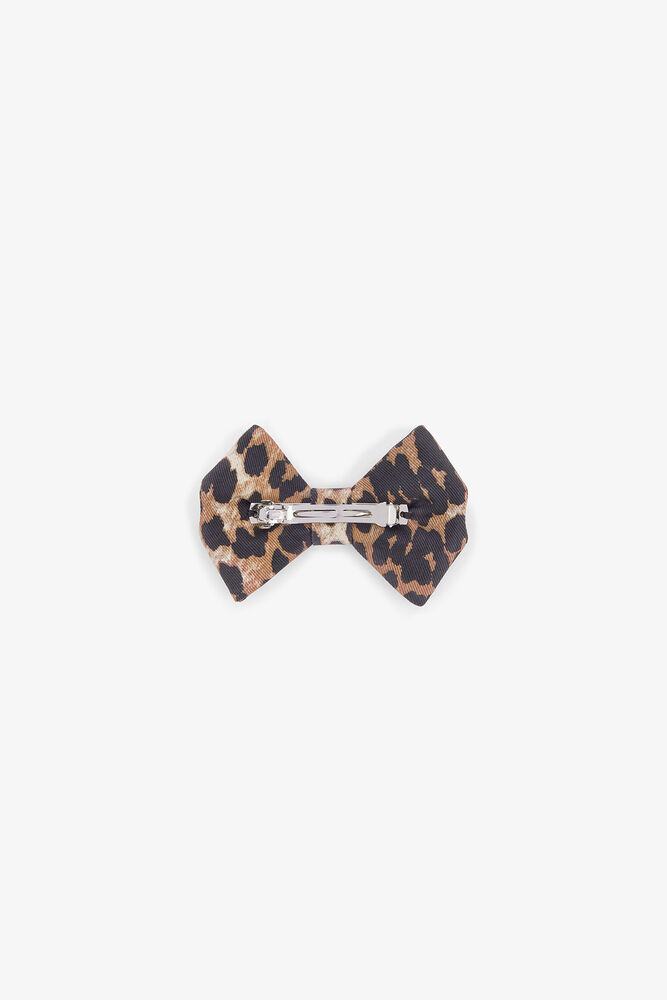 Leopard Bow Hairclip, Almond Milk