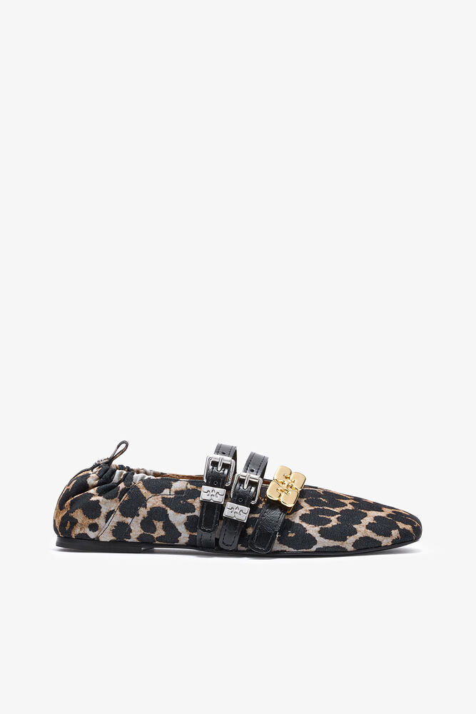 Sue Triple Ballerina in Leopard, Almond Milk