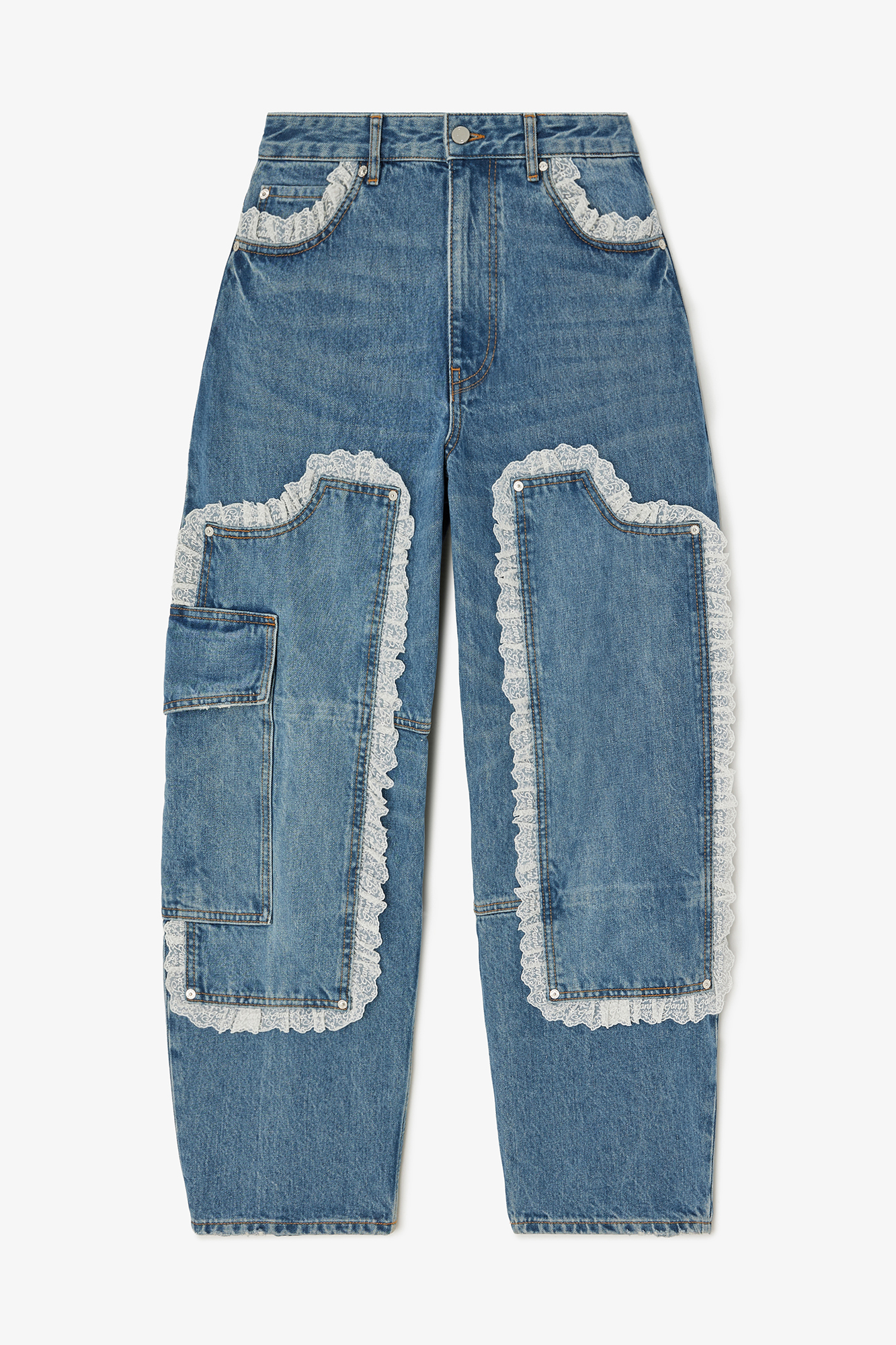 Audri Lace Jeans in Rigid Denim | GANNI US