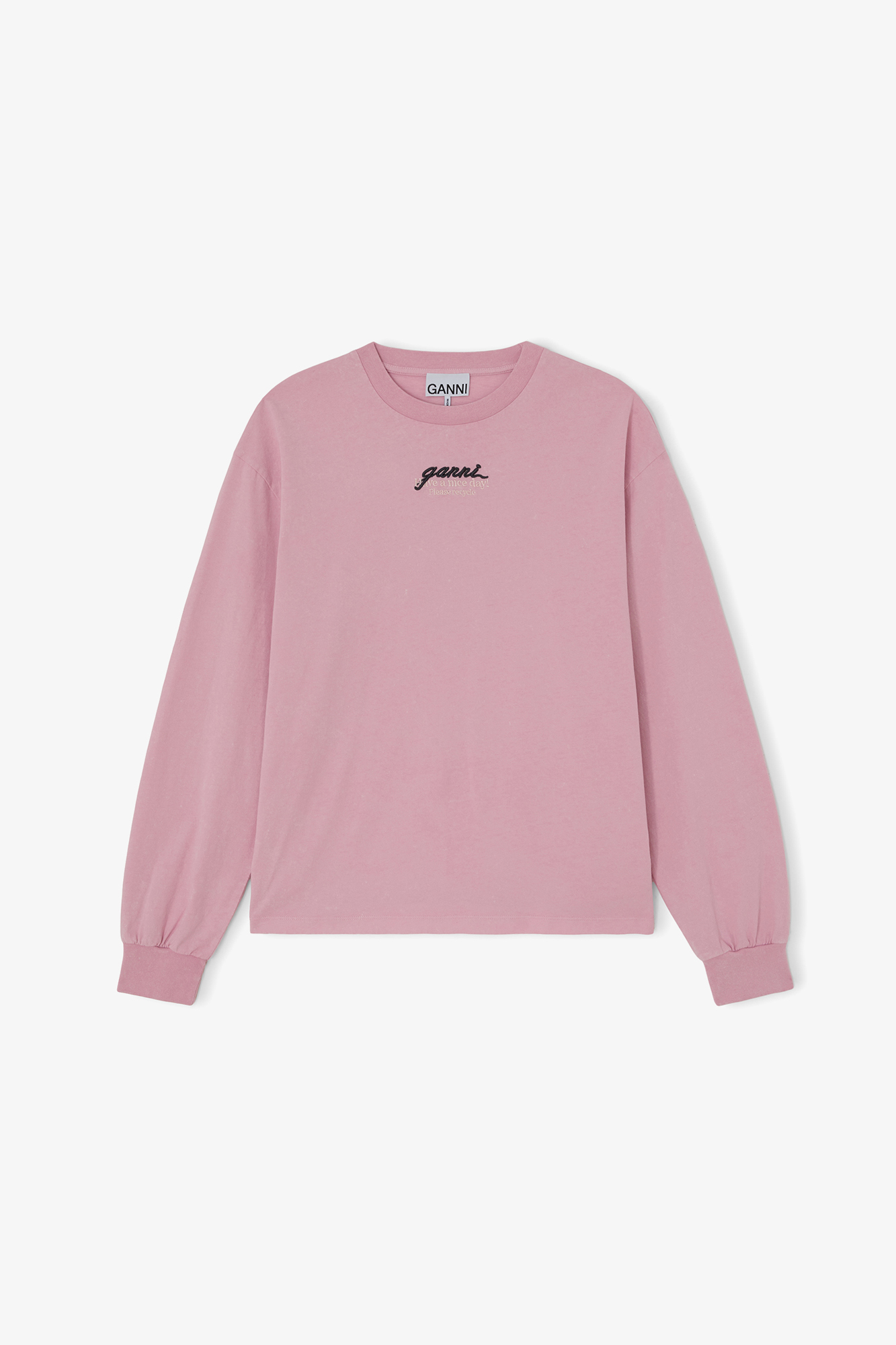 Chalk Pink Long-sleeve T-shirt with Horses | GANNI (Global) SG
