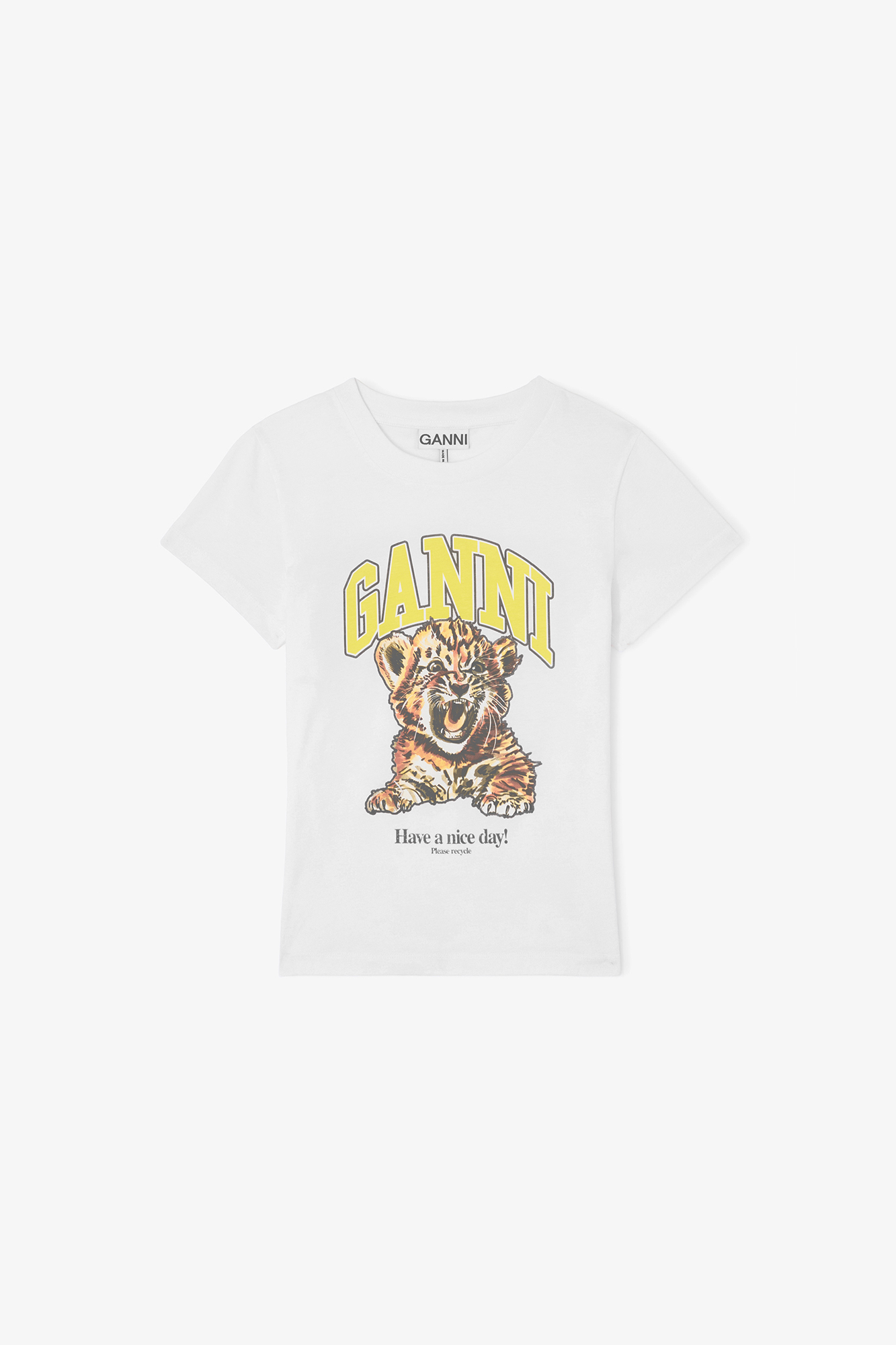 Bright White タイガー ベイビーフィットTシャツ | GANNI (Global)
