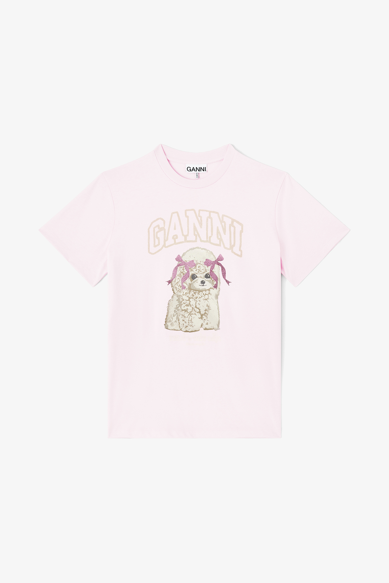 Chalk Pink ピンクのプードルプリントTシャツ | GANNI (Global)
