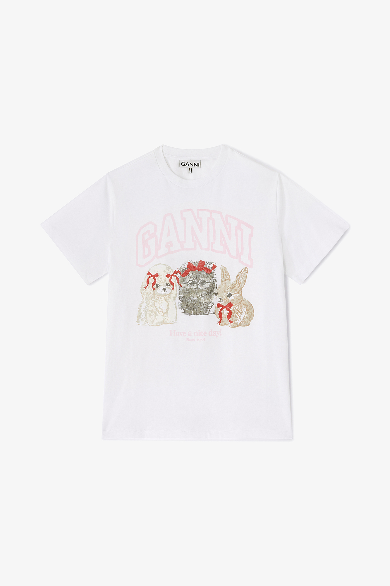 White Animals Print T-shirt | GANNI US