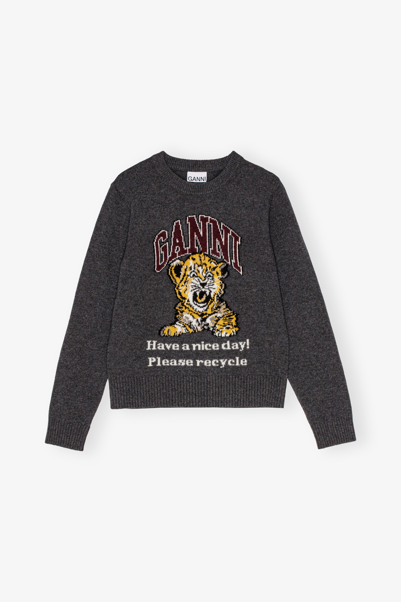 Dark Grey Graphic Tiger Sweater | GANNI US