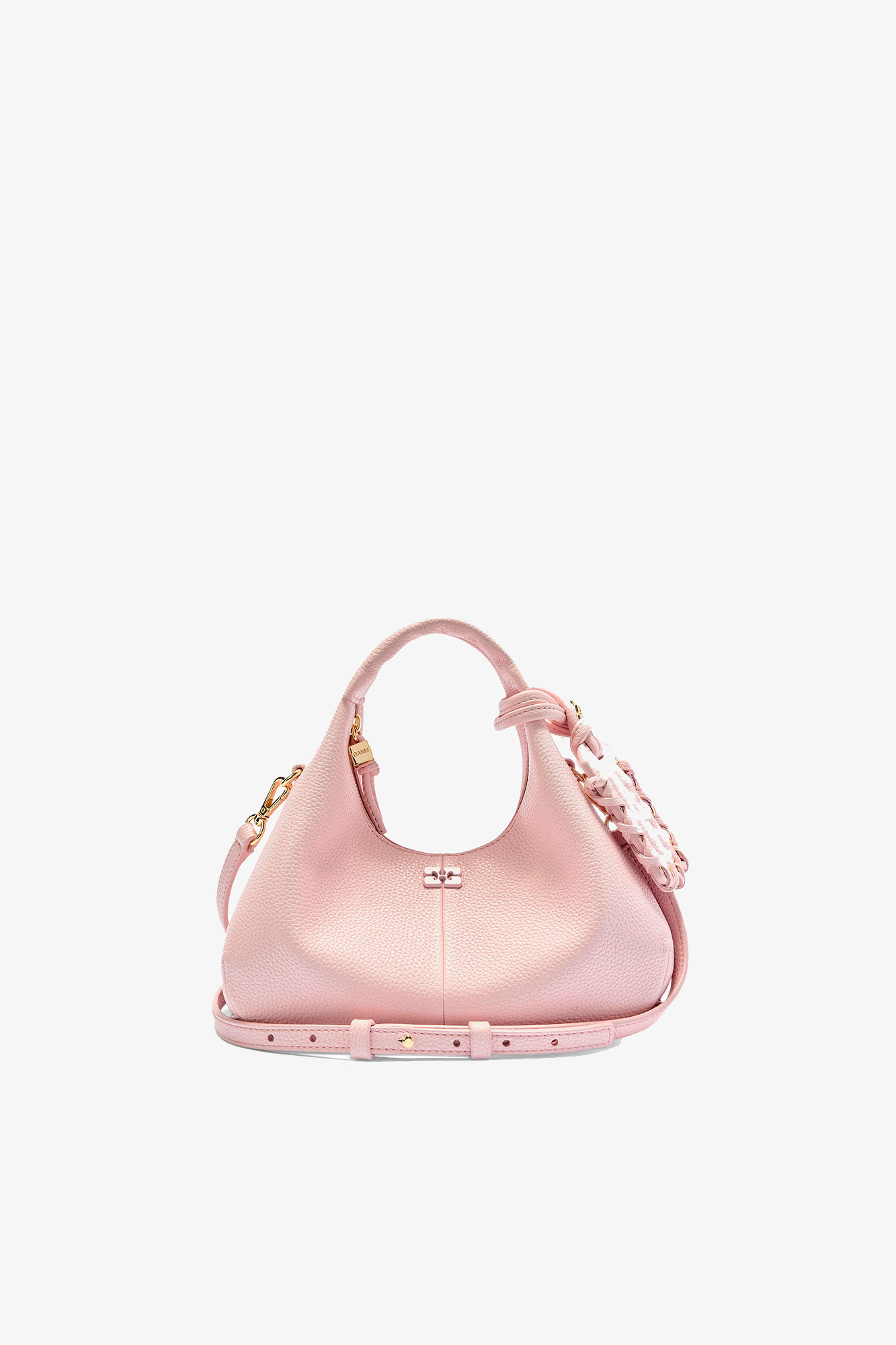 Chalk Pink Mini Hobo Bag in Grained Pink | GANNI US