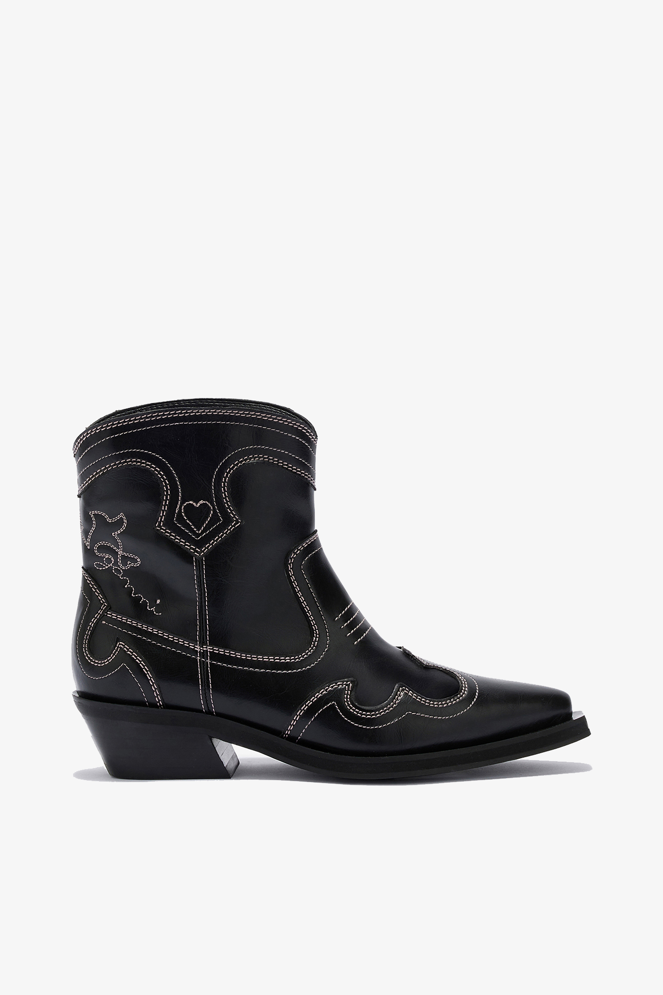 Low Shaft Embroidered Western Boots | GANNI US
