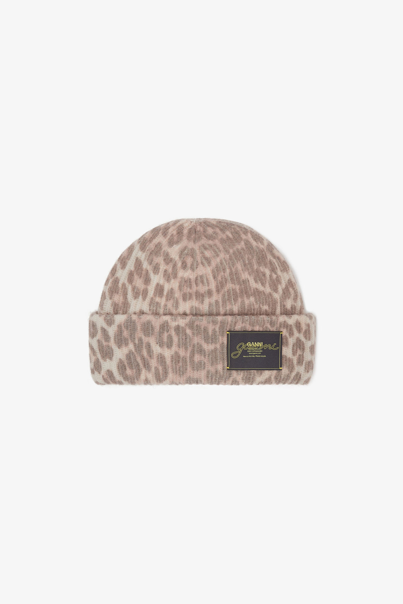 GANNI レオパード ニット帽 ワンサイズ　ビーニーセット Leopard リブウールニット オーバーサイズ ビーニー | GANNI (Global)